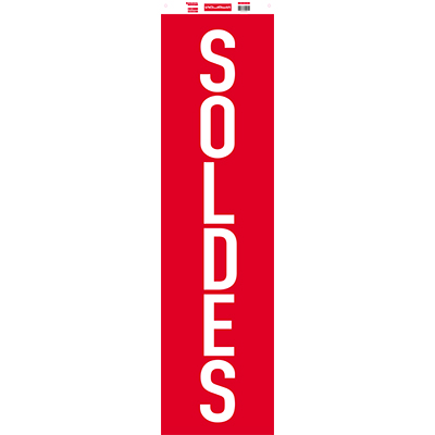 Affiche Soldes verticale rouge / blanc 40 x 154 cm - Affiche Soldes magasin - Affiches Soldes