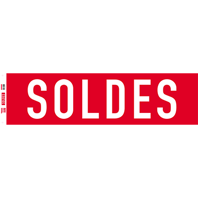 Affiche Soldes horizontale rouge / blanc 154 x 40 cm - Affiche Soldes magasin - Affiches Soldes
