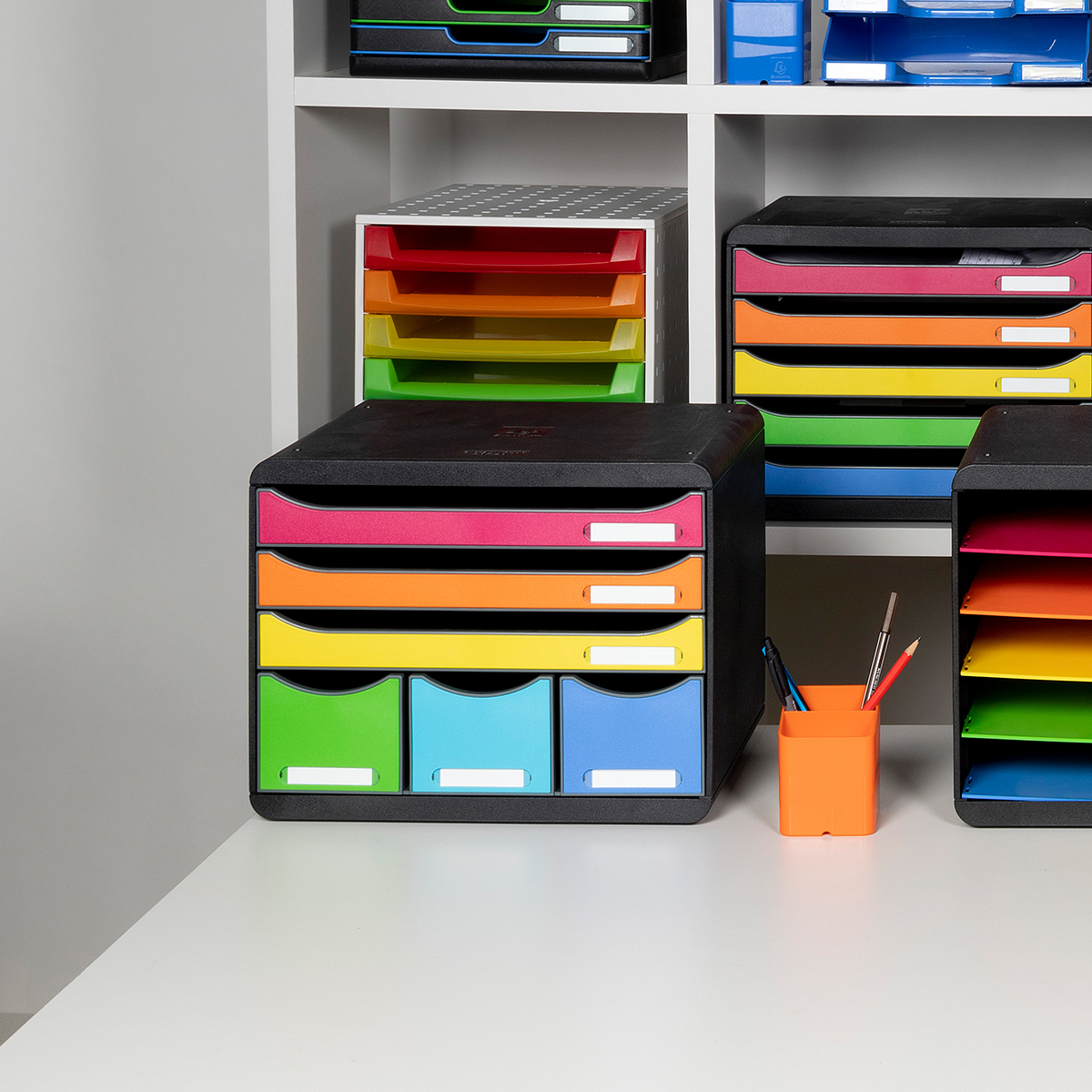 Module de classement 6 tiroirs A4+ Exacompta Store-Box Iderama Arlequin - Caisson de rangement - Modules de classement-4