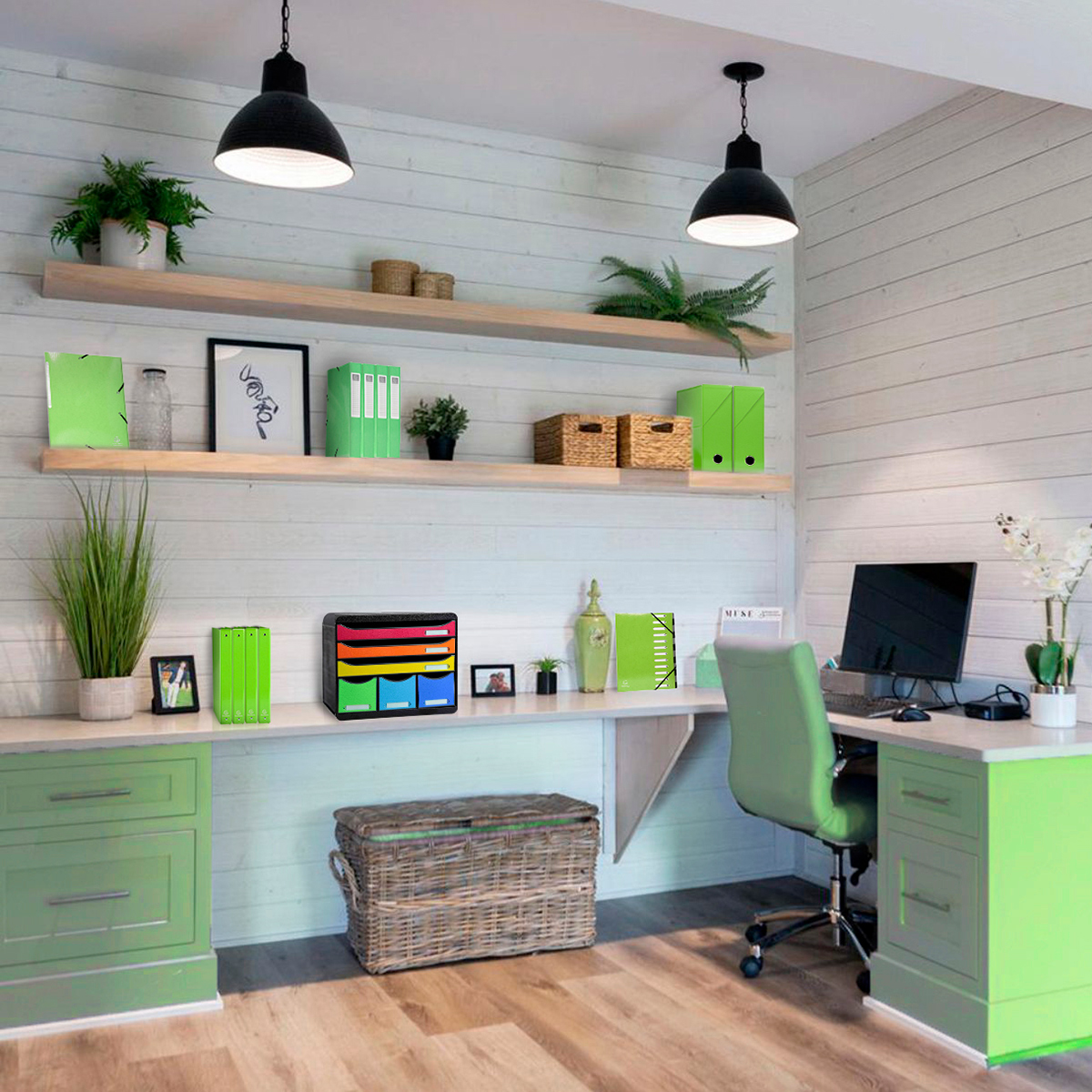 Module de classement 6 tiroirs A4+ Exacompta Store-Box Iderama Arlequin - Caisson de rangement - Modules de classement-5