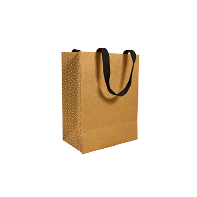 Sac luxe kraft brun / noir à poignées papier – L 18 x P 10 x H 23 cm – Paquet de 10 - Sacs kraft luxe
