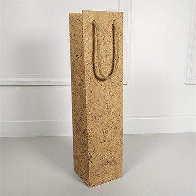 Sac 1 bouteille kraft lisse brun poignées corde coton 9,5+9,1x38,5 cm – Paquet de 10 - Sacs pour bouteilles de vin-2