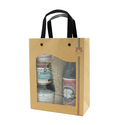 Sac kraft brun à fenêtre, Savoir-faire français – L 18 x P 8,5 x H 23 cm – Paquet de 10 - Sacs kraft à fenêtre-1