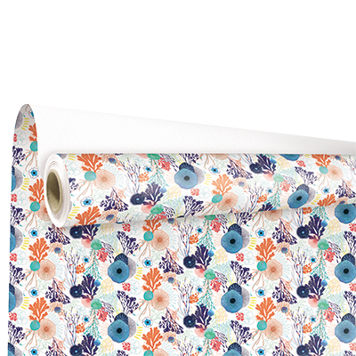 Papier cadeau couché Abysse bleu/vert/rose 70 cm x 50 m 60 g/m² – le rouleau - Papiers cadeaux à motifs