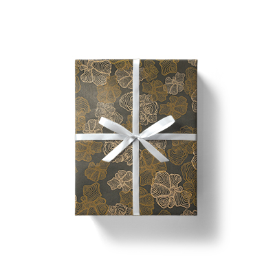 Papier cadeau kraft brun vergé Spirale noir/or 70 cm x 50 m 60 g/m² – le rouleau - Papiers cadeaux kraft à motifs-2
