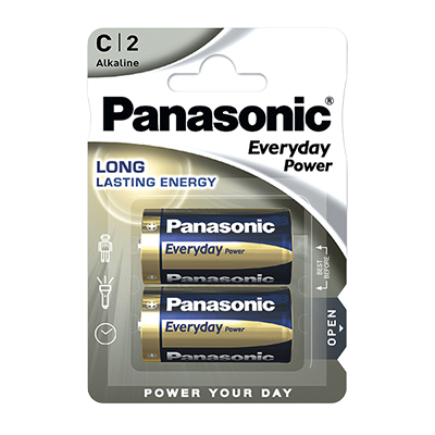 Pile alcaline LR14 C Everyday Power PANASONIC 1,5V 9,3Ah – Blister de 2 - Piles