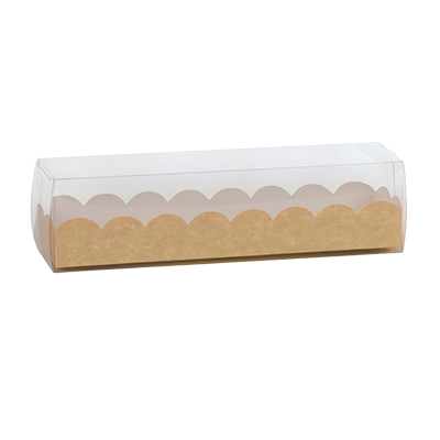 Boîte macarons couvercle transparent PET 19x5x5cm – 8 à 9 macarons - Paquet de 10 - Boîtes macarons