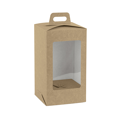 Boîte œuf de Pâques brune à fenêtre et poignée 15 x 15 x 27 cm - Boîte Pâques - Paquet de 10 - Ballotins à chocolats