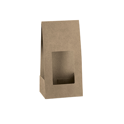 Sachet kraft brun à fenêtre découpée 11 x 6,5 x 20 cm – Paquet de 10 - Sacs SOS avec fenêtre