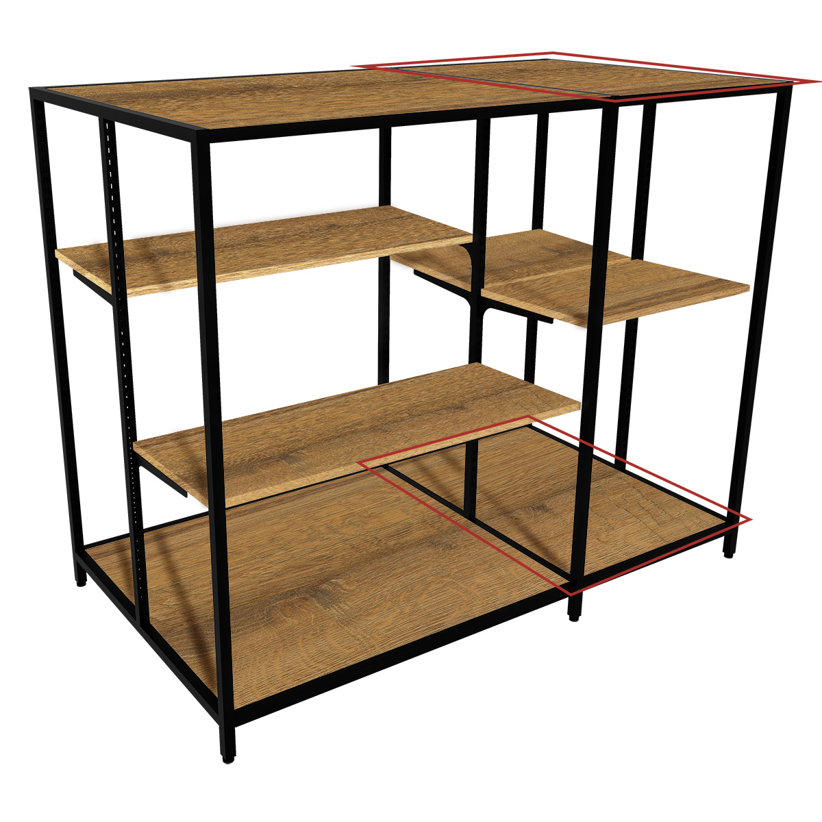 Plateau chêne Sherman 57,5 x 84,7 cm pour gondole centrale Square 60 - Tablettes Bois Mélaminé-1