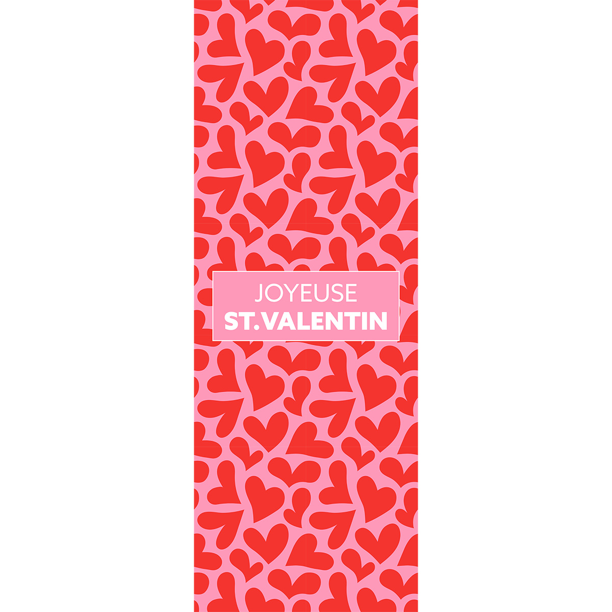 Affiche Saint Valentin Rose/Rouge/Coeurs 42 x 119 cm - Affiches St Valentin