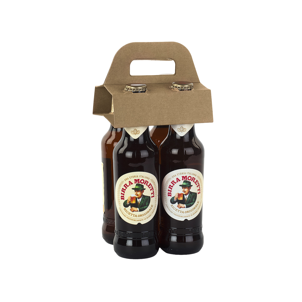 Porte-bouteille 4 bières poignée kraft brun 13x11x4cm – Paquet de 100 - Mètres de bières, Emballages pour bouteilles de bières