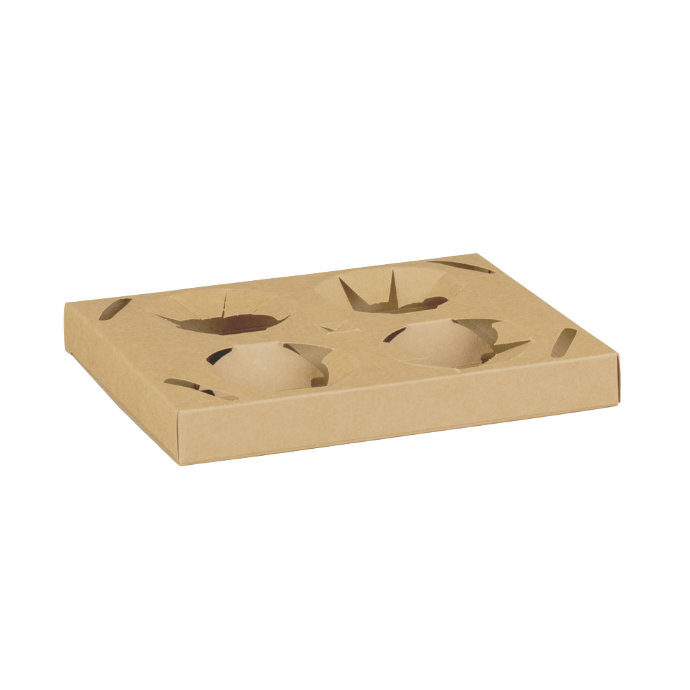 Porte-gobelets carton 4 gobelets cafés kraft brun – Lot de 200 - Gobelets
