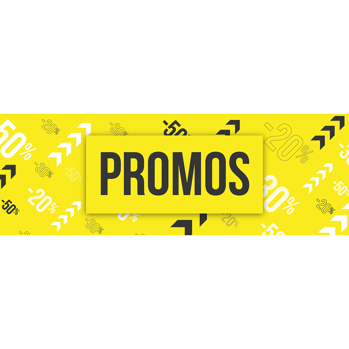 Affiche PROMOS 115 x 40 cm jaune/blanc/noir papier ½  mat 170 g/m² - Affiches Soldes