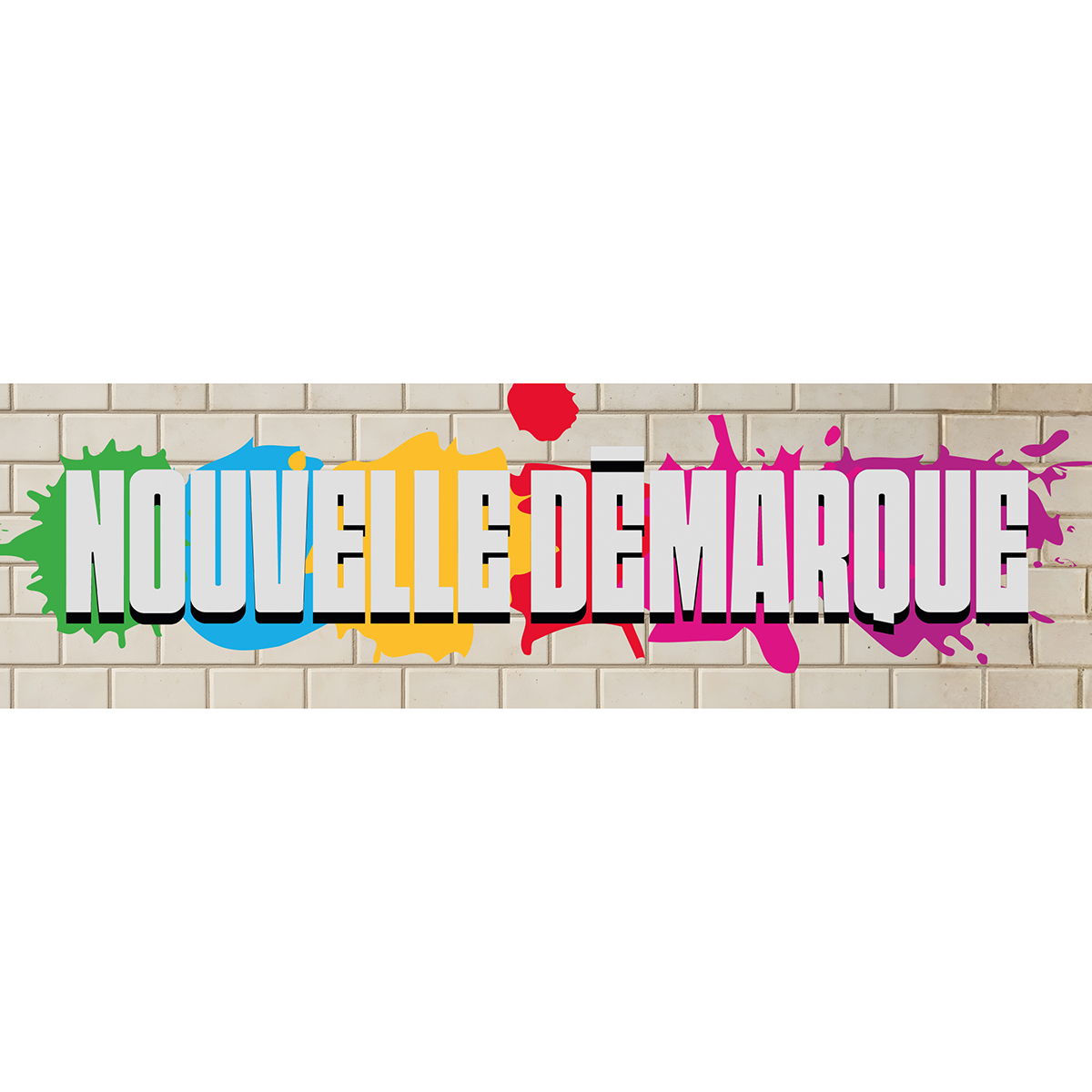 Affiche NOUVELLE DÉMARQUE 80 x 25 cm effet graff multicolore – pour vitrines et corners de soldes - Affiches démarques