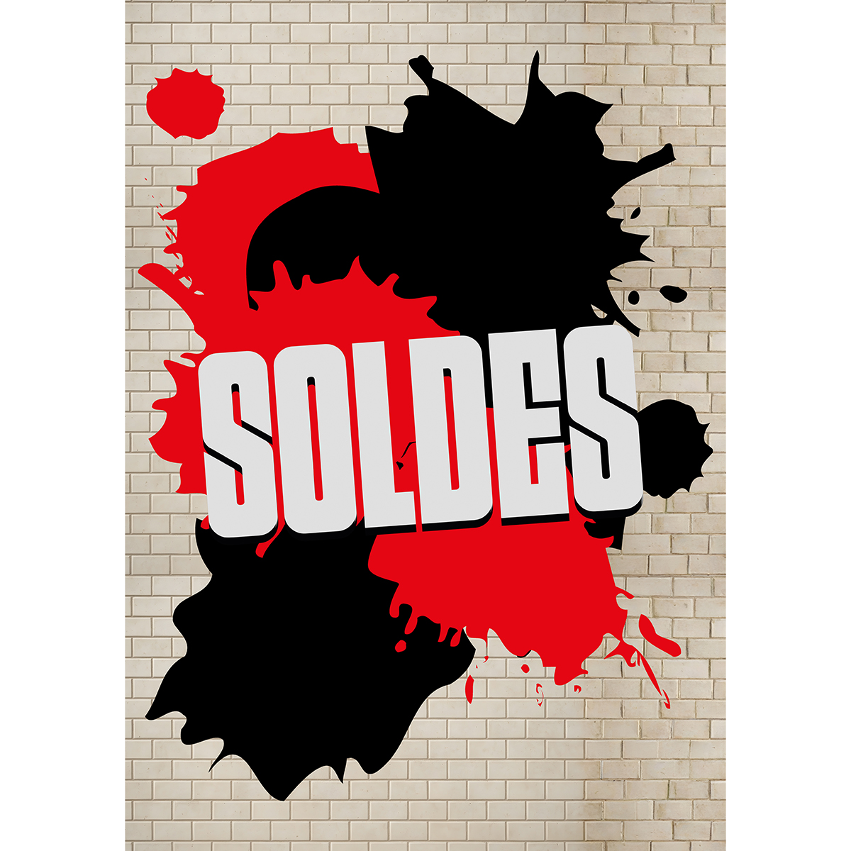 Affiche SOLDES Street Art rouge/noir 120 x 170 cm – papier couché ½ mat 190 g/m² - Affiches Soldes