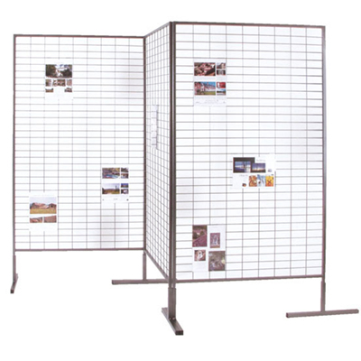 Présentoir grille d'exposition sur pied, métal, gris, 100 x 187,5 cm - Grilles en Kit-2