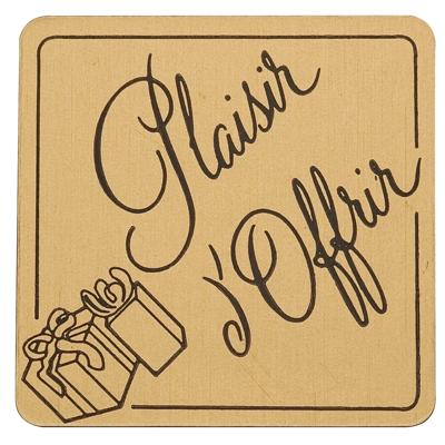 Étiquettes cadeaux adhésives Plaisir d'offrir or 30 x 30 mm - Étiquettes cadeaux adhésives
