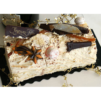 Semelle bûche carton Or/Noir 950g/m² 29x10 cm – Bords festonnés – Paquet de 50 - Boîtes à bûches-1