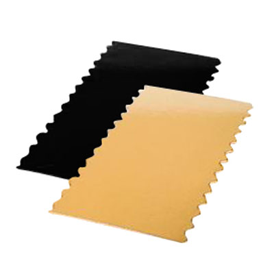 Semelle bûche carton Or/Noir 950g/m² 29x10 cm – Bords festonnés – Paquet de 50 - Boîtes à bûches