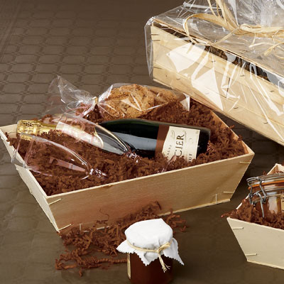 Panier en bois naturel contreplaqué 29,5 x 19,5 x 8 cm - Paniers bois, Caisses bois-1