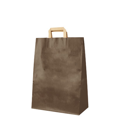 Sacs cabas kraft  - Sacs kraft couleur poignées plates