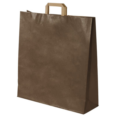 Sacs cabas kraft  - Sacs kraft unis poignées plates