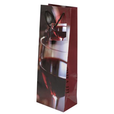 Sacs pelliculés 1 bouteille - motif verre de vin - Sacs pour bouteilles de vin