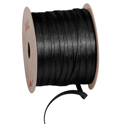 Ruban satin noir double face 6 mm x 91 m - Rubans tissu, Cordons