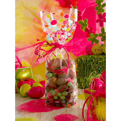 Sachet avec fond carton polypropylène Perles 10 x 22 cm 35µ, paquet de 100 - Sachets confiserie-1