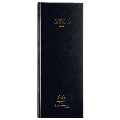 Agenda journalier euro/cents 2026 13,5 x 34 cm noir - Exacompta - Agendas-Répertoires