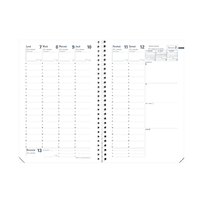 Agenda semainier 2026 Quo Vadis ministre S impala spiralé - noir - 16x24cm - 1 semaine sur 2 pages - Agendas-Répertoires-1