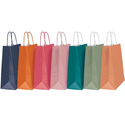 Sac kraft orange à poignées torsadées 36+13x44,5cm 90g/m² (x50) - Sacs kraft couleur poignées torsadées-1