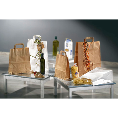 Sacs cabas kraft  - Sacs kraft couleur poignées plates-1