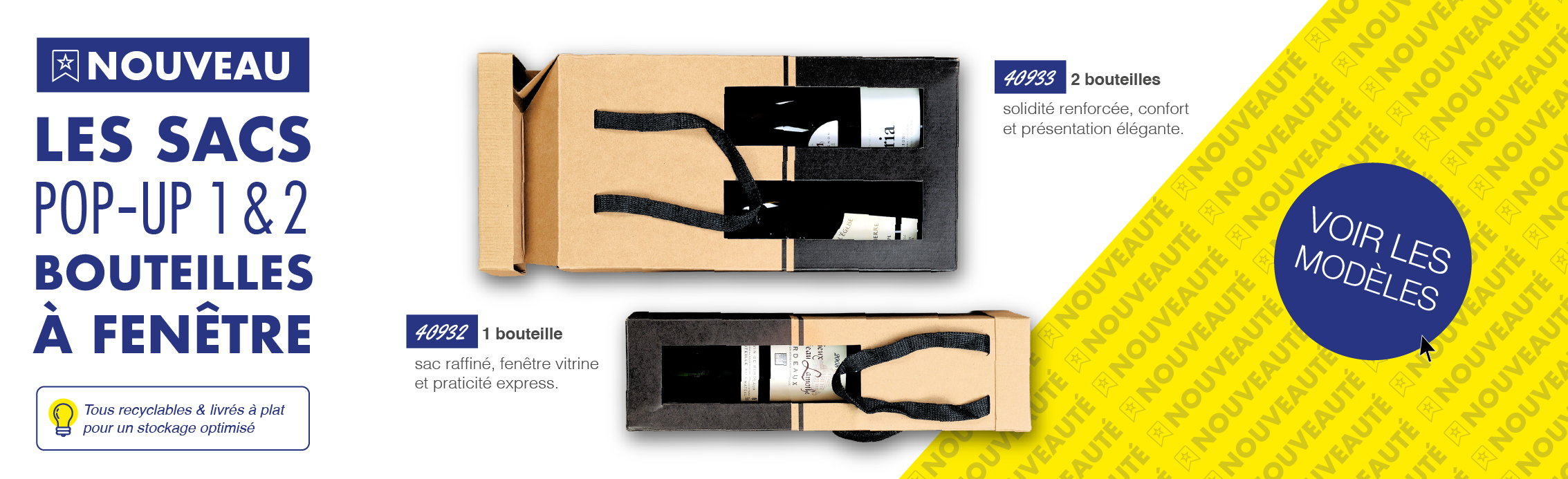 Nouveau : les sacs Pop-Up 1 & 2 bouteilles à fenêtre