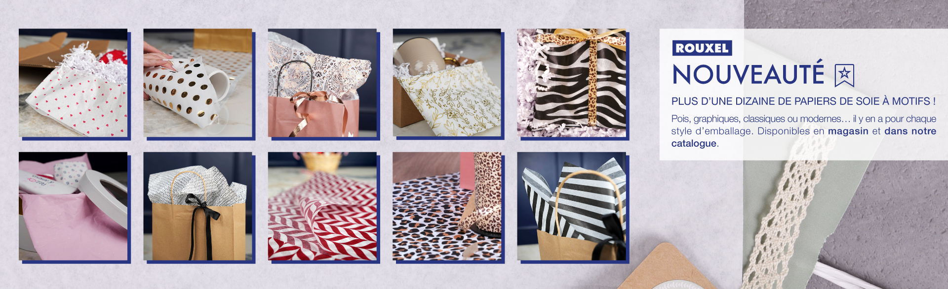 Plus d'une dizaine de papier de soie à motifs