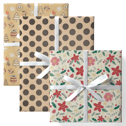 Papiers cadeaux kraft à motifs