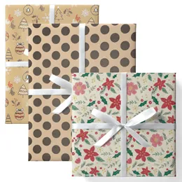 Papiers cadeaux kraft à motifs