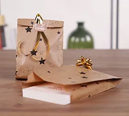 Lot De 50 Pochettes Cadeaux Papier - Motif étoiles Beige - 12x19 Cm - Pour Noël Ou Fêtes - Fabriqué En France