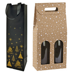 Sacs et coffrets bouteilles Noël