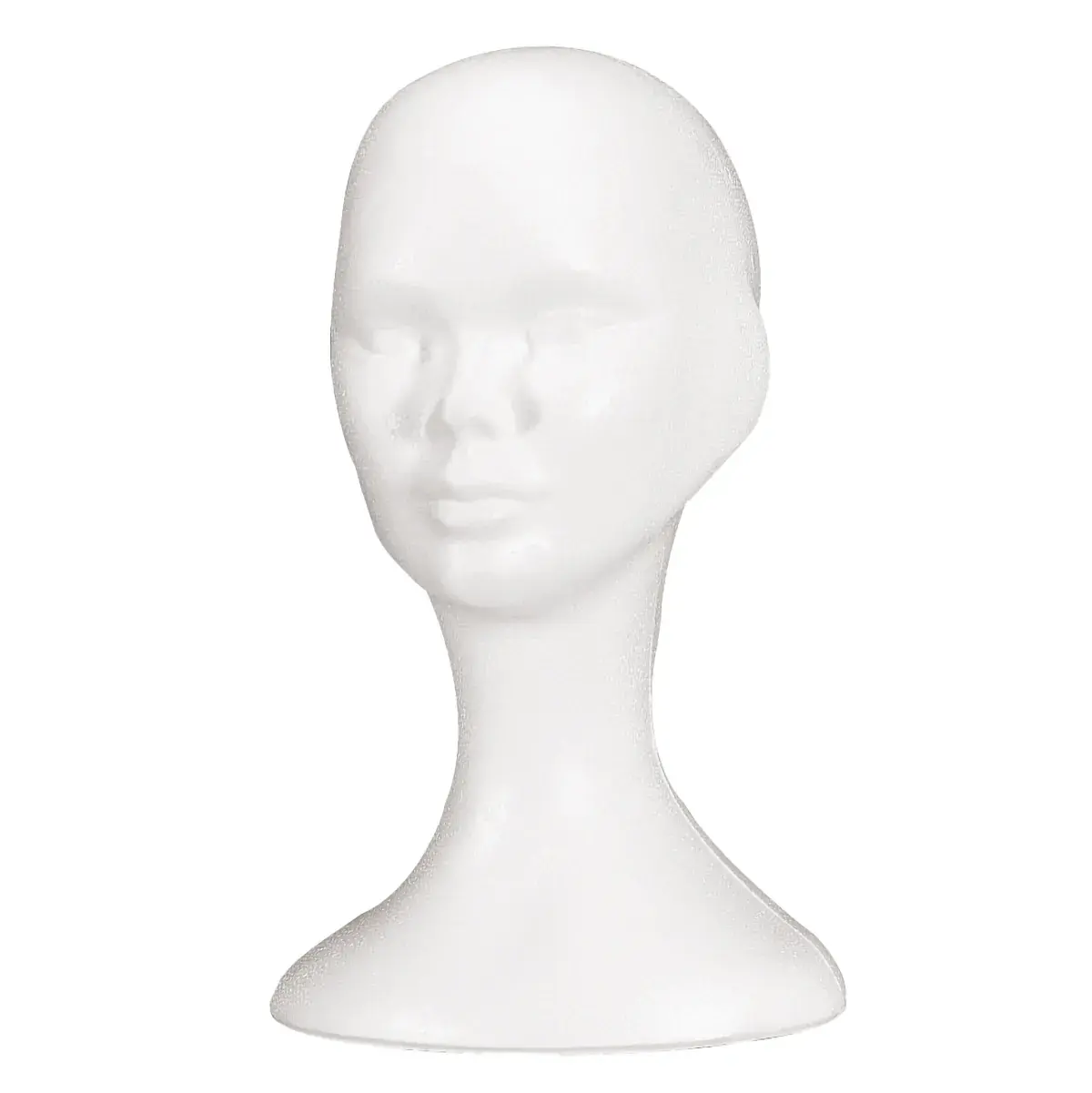 Tête mannequin femme polystyrène H 34 cm - Tête pour perruque, chapeau - Blanc - Têtes mannequin, têtes à perruque