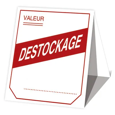 Étiquette chevalet DESTOCKAGE 54 x 120 mm - Etiquette promo - Lot de 500 - Étiquettes chevalets