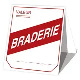 Étiquette chevalet BRADERIE 54 x 120 mm - Etiquette promo - Lot de 500