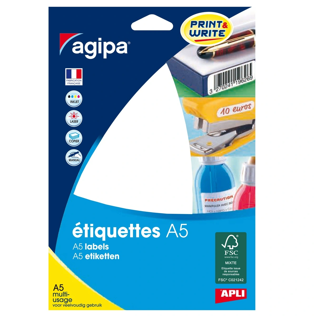 Étiquettes adhésives multi-usages permanentes - Étiquettes adhésives neutres