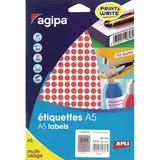 Pastille adhésive permanente Rouge ø 8 mm Agipa - Pastille de signalisation - Étui de 2940 - Étiquettes adhésives Soldes