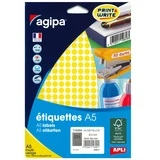 Pastille adhésive permanente Jaune fluo ø 8 mm Agipa - Pastille de signalisation - Étui de 2940 - Gommettes de couleur