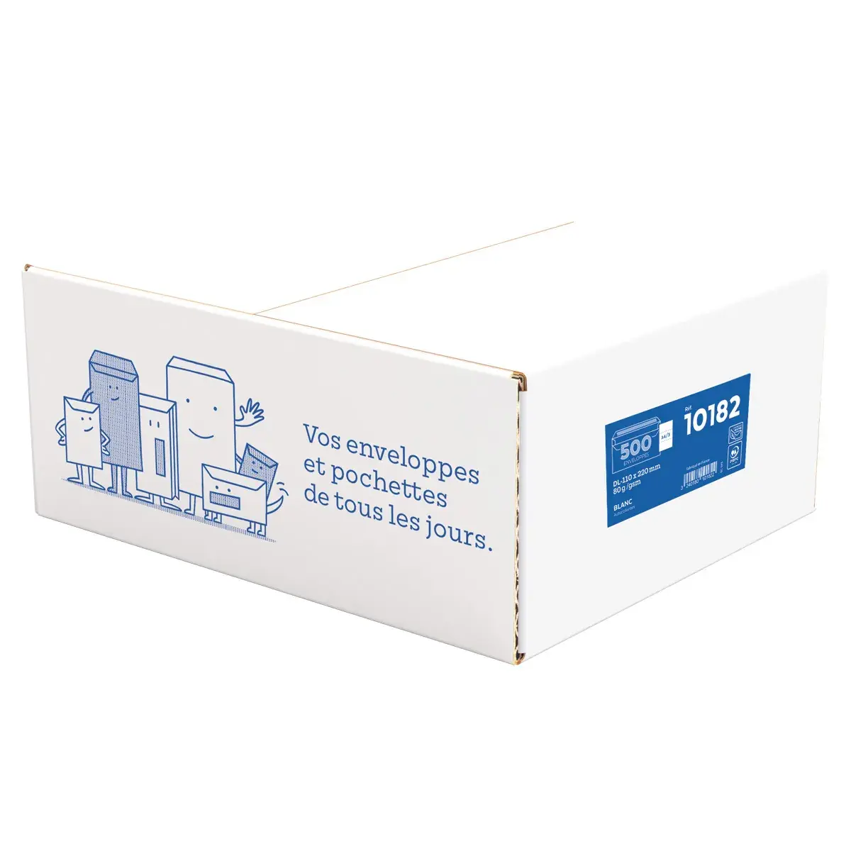 Enveloppe blanche DL 110 x 220 mm 80g sans fenêtre La Couronne - Paquet de 500 - Enveloppes blanches, Enveloppes kraft-2