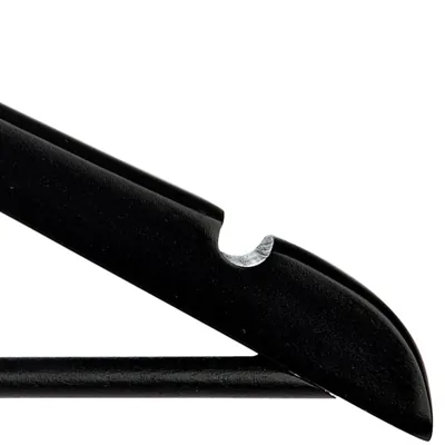 Cintre bois noir avec barre et encoches 44,5 cm - Cintre chemise - Cintre costume - Lot de 3 - Cintres bois-2