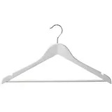 Cintre bois blanc avec barre et encoches 44,5 cm - Cintre chemise - Cintre costume - Lot de 3 - Cintres bois