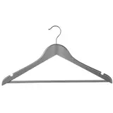 Cintre bois argent avec barre et encoches 44,5 cm - Cintre chemise - Cintre costume - Lot de 3 - Cintres bois